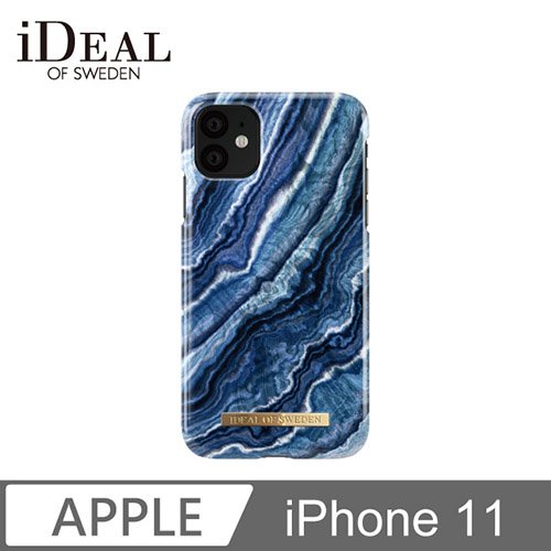 iDeal Of Sweden iPhone 11 北歐時尚瑞典流行手機殼-靛藍漩渦大理石