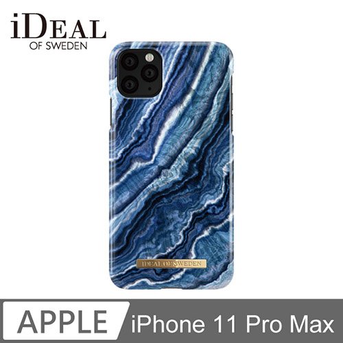 iDeal Of Sweden iPhone 11 Pro Max 北歐時尚瑞典流行手機殼-靛藍漩渦大理石