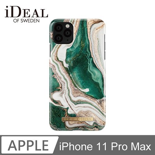 iDeal Of Sweden iPhone 11 Pro Max 北歐時尚瑞典流行手機殼-金色翡翠大理石