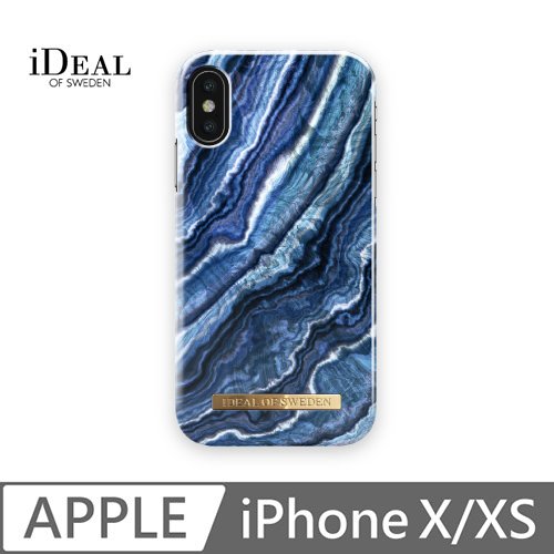 iDeal Of Sweden iPhone X/Xs 北歐時尚瑞典流行手機殼-靛藍漩渦大理石