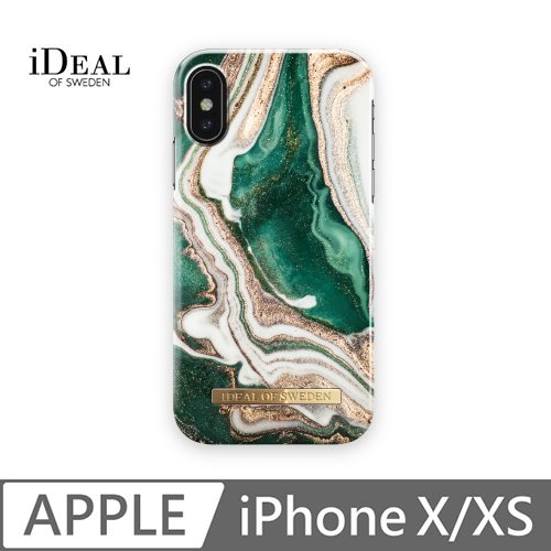 iDeal Of Sweden iPhone X/Xs 北歐時尚瑞典流行手機殼-金色翡翠大理石