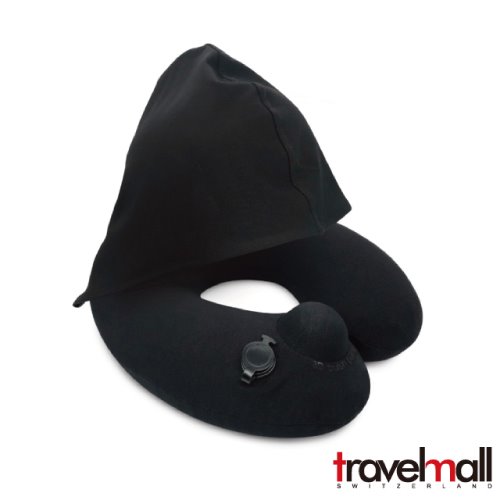 Travelmall 專利3D按壓式充氣連帽枕-黑