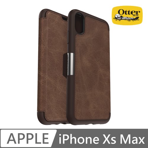 OtterBox iPhone Xs Max Strada步道者系列真皮掀蓋保護殼-咖啡
