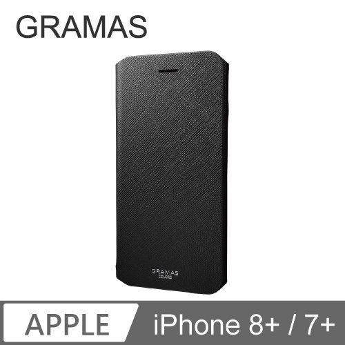 GRAMAS iPhone 7+/8+ 職匠工藝 掀蓋式皮套- EURO (黑)