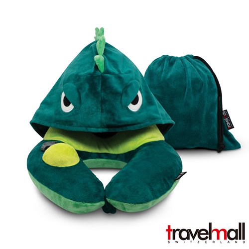 Travelmall 專利3D按壓式充氣連帽枕-恐龍版