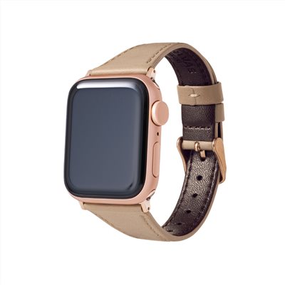 GRAMAS Apple Watch 44/45/46/49mm 莫蘭迪仕女真皮錶帶-卡及米