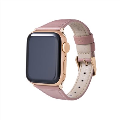 GRAMAS Apple Watch 44/45/46/49mm 莫蘭迪仕女真皮錶帶-玫瑰