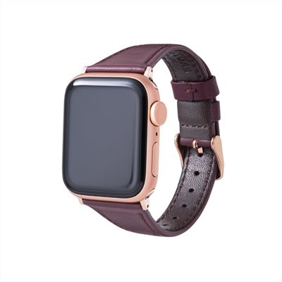 GRAMAS Apple Watch 44/45/46/49mm 莫蘭迪仕女真皮錶帶-酒紅