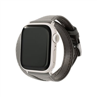 GRAMAS Apple Watch 38/40/41/42mm 雙重環繞仕女真皮錶帶-灰