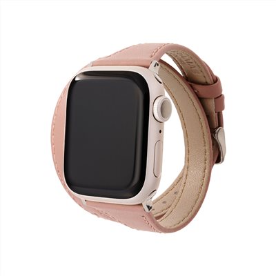 GRAMAS Apple Watch 38/40/41/42mm 雙重環繞仕女真皮錶帶-粉