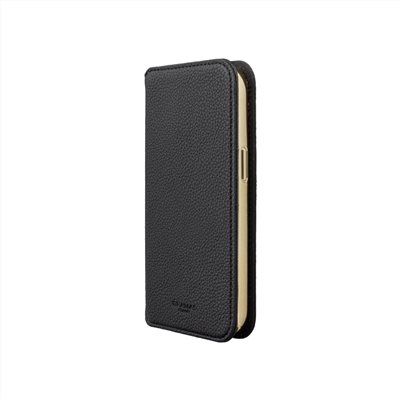 Gramas iPhone 15 Pro 6.1吋 Shrink 時尚工藝 掀蓋式皮套 (黑)