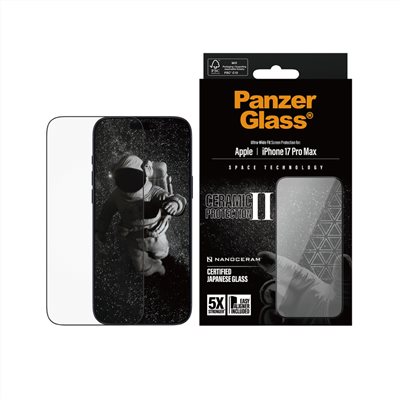 PanzerGlass iPhone 17 Pro Max 6.9吋 Ceramic 2.5D 5倍超強化滿版抗指紋微晶陶瓷玻璃保貼 (日本Ohara結晶玻璃)