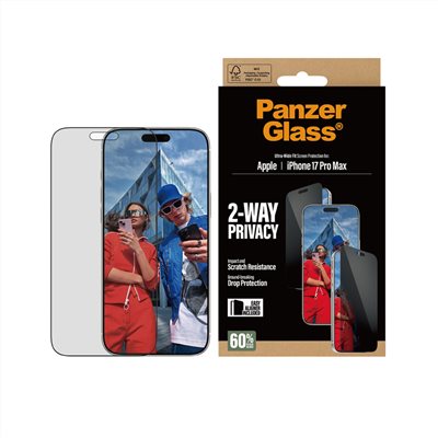 PanzerGlass 17 Pro Max 6.9吋 Privacy 2.5D 耐衝擊高透防窺玻璃保護貼