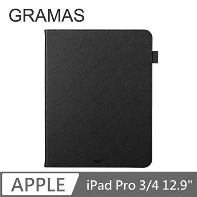 GRAMAS iPad Pro 3/4 12.9" 職匠工藝 掀蓋式皮套 - EURO (黑)