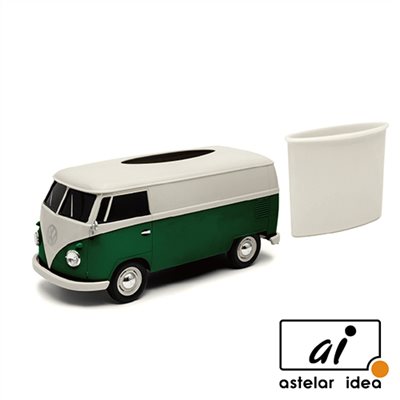 WELLY 復古經典雙色Volkswagen T1汽車面紙盒 Tissue Box-綠/白