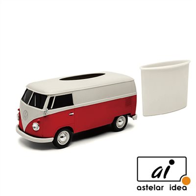 WELLY 復古經典雙色Volkswagen T1汽車面紙盒 Tissue Box-紅/白
