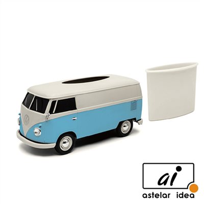 WELLY 復古經典雙色Volkswagen T1汽車面紙盒 Tissue Box-藍/白