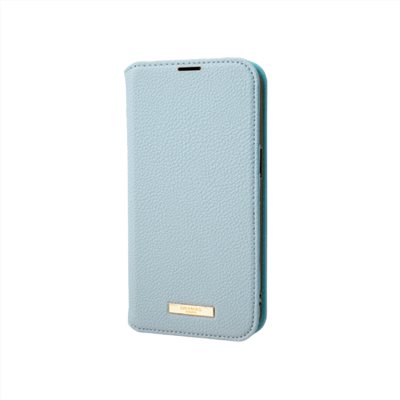 GRAMAS iPhone 13 時尚工藝 掀蓋式皮套- Shrink (淺藍)