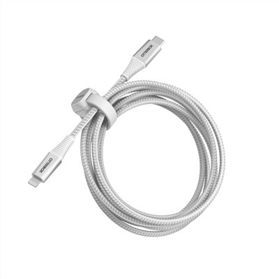 OtterBox USB-C to Lightning 2M快充編織線(磁吸束帶)-白
